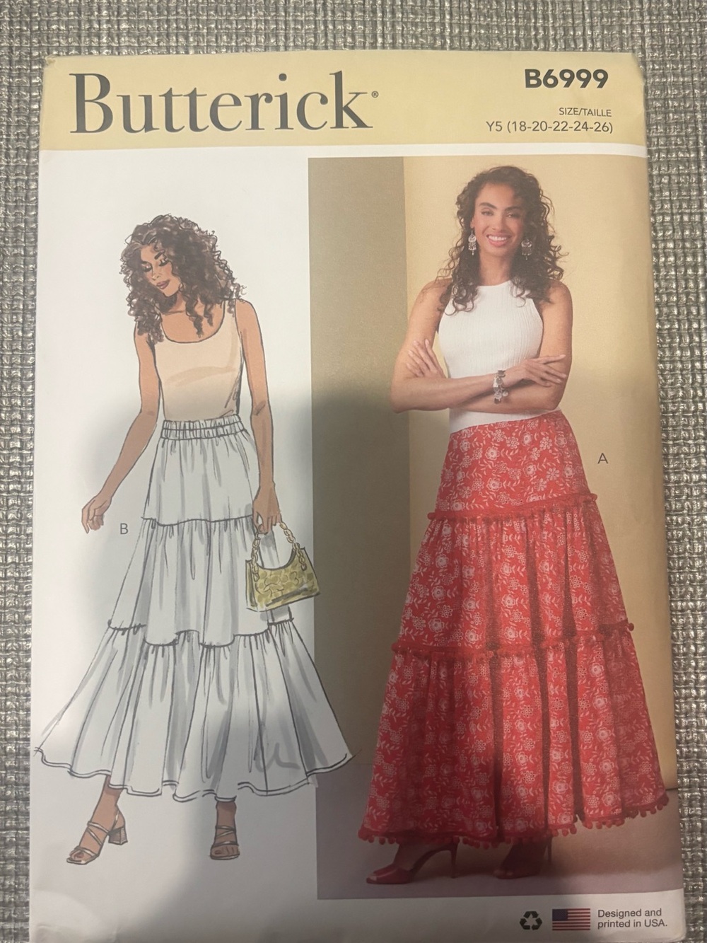 Butterick Red Tiered Maxi Skirt - Floral Print